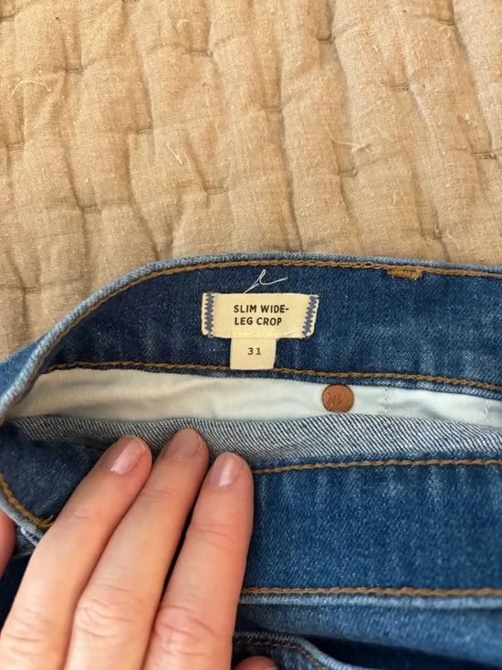 Madewell High-Rise Button Fly Wide Leg Jeans in Blue Wash - Picture 3 of 6